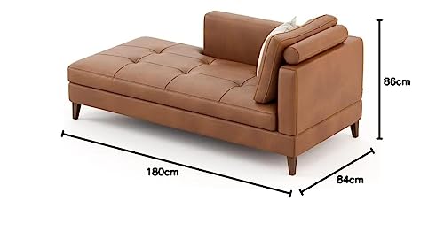 MODERN WAVE Karin Leatherette Chaise Lounge Day Bed Sofa Bench 3 Seater Diwan Couch Sectional Lounger Entryway Living Room Office Bedroom (Camel Brown). 3-Person Sofa