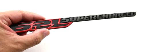 Image of 1pc New 6.2L Supercharged Hood Emblem Nameplate 3D Badge Replacement for 2021-2024 TRX 6.2L 68444262AB (Black Red)