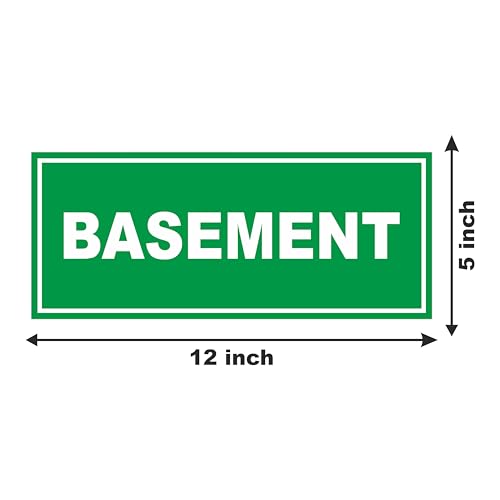 Image of ATTRACTSO - Basement Sign Self Adhesive Laminated Sticker for Home, Office, Shop, Hospital, Hotel, Theatre, Restaurant - 12 inchx5 inch inch (Green)