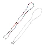 VALICLUD Bandana Lanyard Trageband Perlen Brillenkette Mundschutz Umhängeband Karabinerhaken 2 Stück Tragbar Nackenband Perlenkette Brillenhalter Serviettenhalter Hutfangband Stil 1