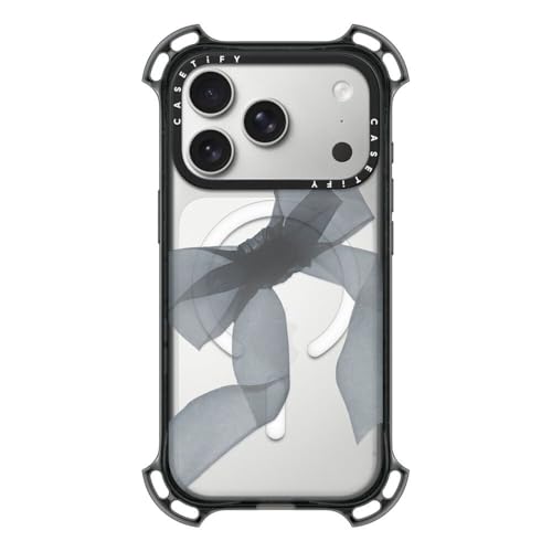 CASETiFY �o�E���X iPhone 17 Pro �P�[�X [�ϏՌ�/�ČRMIL�K�i/Magsafe�Ή�] - Black Organza Ribbon - �N���A �u���b�N