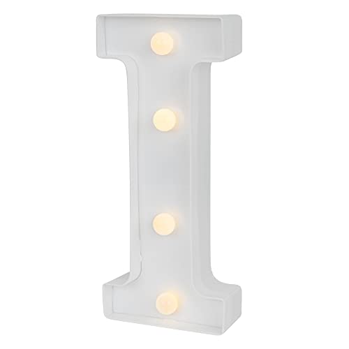 Image of Restaurantware Illumify 5.4 x 1.2 x 8.7 Inch Light Up Letter 1 Durable Marquee LED Light - Letter I Touchproof White Plastic Party Light Keyhole Slot For Parties Weddings Or Special Events