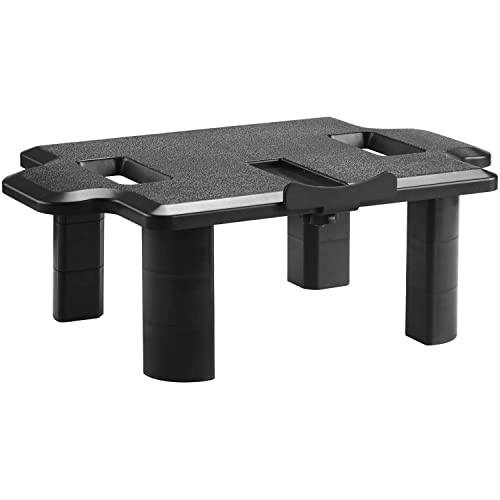 モニタースタンドライザー コンピューター、ノートパソコン、プリンター、ノートブック、すべてのフラットスクリーンディスプレイ用 通気口付き金属プラットフォームと高さ4インチ下収納 1 Pack PTT002