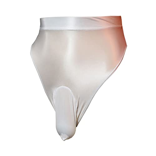 LESOYA Men's Sexy Shiny Glossy Nylon Sheer Panties High Waisted Bikini Boxer Briefs G-String Thong Underwear