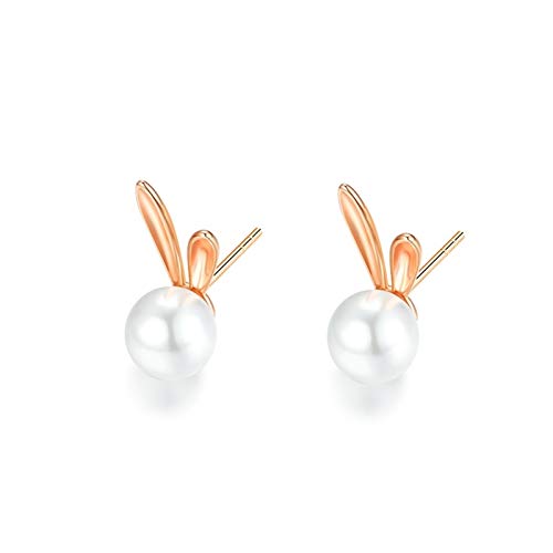 Boucles d'oreilles argent lapin perles pour femme au design tendance