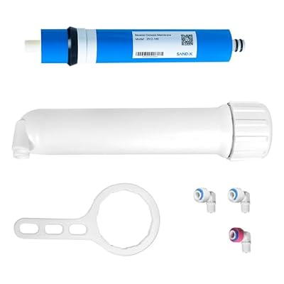 100GPD RO Membrane Filter Replacement with Reverse Osmosis Membrane Housing, Wrench, 1/4" Quick-Connect Fitting, Check Valve, Fit Under Sink RO Home Drinking Water Filter Filtration Purifier System