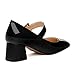 GUAVAIVY Women's Pumps, Square Toe Rhinestones Buckle Low Heels, Fashion Backstrap Pumps for Wedding Working Party Black Patent Size 8