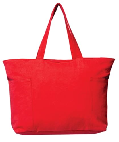 Bolso tote grande de lona con cierre de cremallera miniatura 1