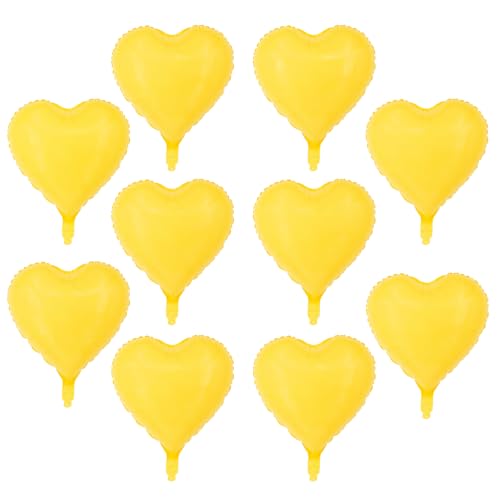 Image of ZHENGYE 10 Pcs Yellow Heart-shaped 18 Inch Foil Balloons Happy Birthday Party Balloons Decoration