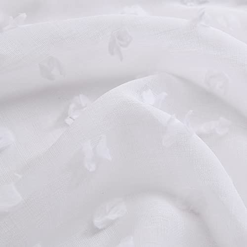 White Semi Sheer Curtains 63 Inch Length 2 Panels For Bedroom White Textured Curtains With Pom Pom Farmhouse Boho Curtains Shabby Chic Girls Kids Baby Nursery Cute Curtains Window Drapes W52Xl63 #TOP7