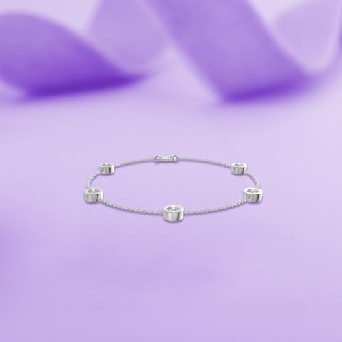 Image of 925 Sterling Silver Adjustable Bracelet for Women | Radiant Solitaire, Evil Eye & Charm Design | Elegant Stylish Fine Jewellery Gift for Girls & Ladies