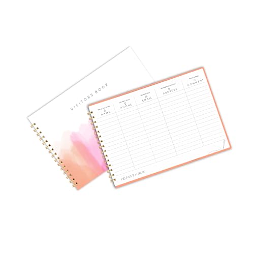 Image of Visitor Book - 8 x 12 Inches | Wiro Bound Guest Register for Hotels, Offices, Exhibitions, Boutiques & Business Use | Medium Size Visitor Log Book for Reception & Front Desk