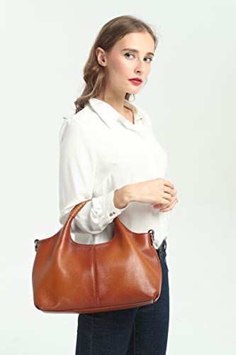 Iswee Ladies Leather Handbags and Purses Leather Bags for Women Shoulder Hand Bags Western Pocketbooks Satchel Hobo Tote Top Handle Cross Body Bag (Navy Blue)
