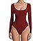 Avidlove Bodysuits for Women Long Sleeve Body Suits Womens Scoop Neck Bodysuit Sexy Going Out Tops(Wine Red,L)