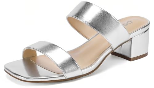 Image of DOBOLIN Two Strap Women's Heels 2-Inch Dressy Sandals Wide Feet Friendly