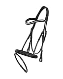 Trense Rom inkl. Zügel für Pferde, Ledertrense mit kombiniertem Reithalfter, Elegante Optik für Dressur und täglichen Reitsport