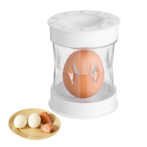 White Egg Peeler for Hard Boiled Eggs Self Adhesive Egg Shell Remover Fast & Easy Egg Peeling Tool for Kitchen Use Compact and Durable
