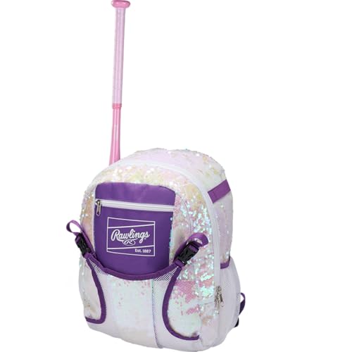 Image of Rawlings | REMIX Backpack Equipment Bag | T-Ball & Youth Softball | White /Purple
