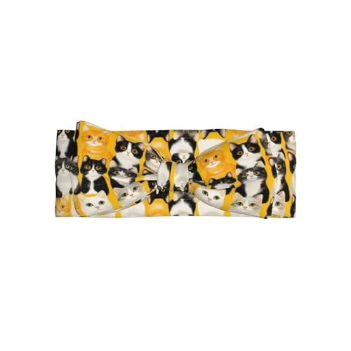 Cute Cats Yellow Print Baby Girl Bows And Headbands 6-12 Months For Baby Girls Newborn Infant Toddlers