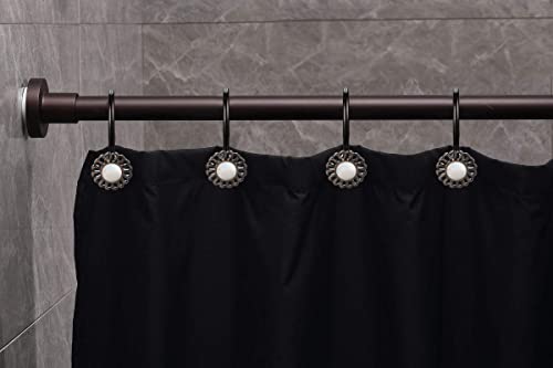 Oil Rubbed Bronze Shower Curtain Hooks Rings, Decorative Sunflower Shower Curtain Rings For Bathroom Shower Curtain Rods And Liner,Metal Shower Hooks, Floral Pearl Shower Rings For Curtain Set Of 12 #TOP7