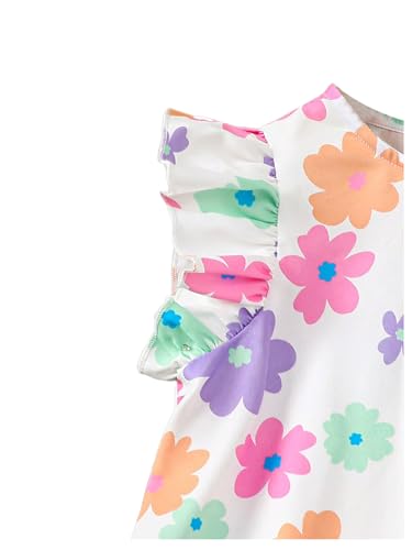 MakeMeChic Girl's Floral Mini Dress Crew Neck Flutter Sleeve A Line Flowy Beach Vacation Short Dress3