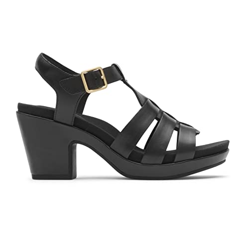 Rockport Women's Vivianne Woven Heeled Sandal, Black Leather, 8.5 #TOP3