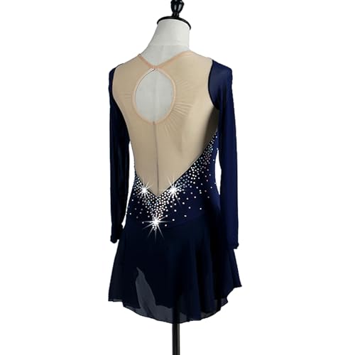 Vestido de patinação artística no gelo para meninas manga comprida competição profissional palco rou