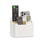 PAVSTINE Remote Control Holder, Large TV Remote Holder with Compartments, Desk Organiser for TV Receiver, DVD, 4K Stick & Blu-ray Remote Controls, Pen Storage Caddy, White