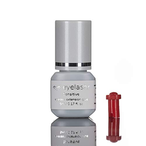 SENSITIVE Eyelash Extension Glue (5ml) | Low Fume Black Lash Extension Adhesive | Professional Eyelash Glue | 2-4 Seconds Dry Time | Up To 6 Week Retention
