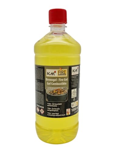 KM Firemaker – Lot de 6 bouteilles de 1 L de gel combustible inodore pour cheminée, pots à feu, fondue et barbecue – Allume-feu propre et sûr – Réf. 310