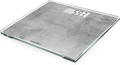 Soehnle Style Sense Compact 300 Concrete, digitale Körperwaage mit LCD-Anzeige, elektronische Waage mit extraflachem Design, Personenwaage mit Tragkraft bis zu einem Gewicht von 180 kg