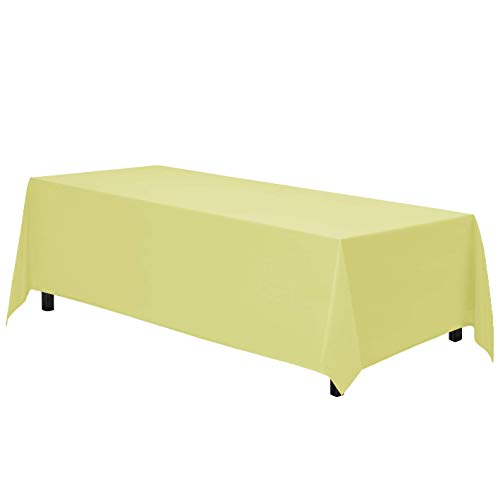 Image of Gee Di Moda Rectangle Tablecloth - 90 x 156 Inch Yellow Table Cloth for 8 Foot Tables with Floor-Length Drop - Heavy Duty Washable Fabric for Holiday Party, Dinner, Weddings & Baby Shower