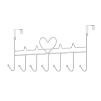 Heart Shaped Over The Door Hooks White Space Saving Wall Mounted Coat Rack No Drill Hanging Organizer for Towels Bags Robes Clothes