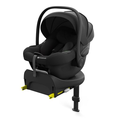 Kinderkraft I-LITE Silla infantil, con base ENDURA SAFE FX, i-Size, 40-87 cm, Giratoria, ISOFIX, ERGO PAD, Sistema Modular, 3,2 kg de peso, Arnés de 5 Puntos, 0-12 Años, Negro