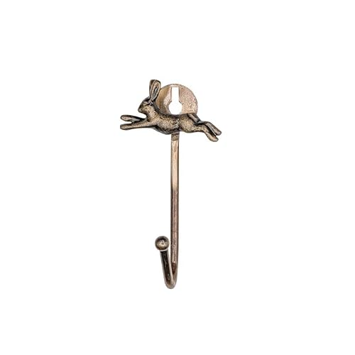 Knober Animal Wall Hooks - Sturdy Animal Head Hooks for Wall & Curtain - Vintage Look - Versatile as Coat Hooks or Curtain Holders - Running Rabbit