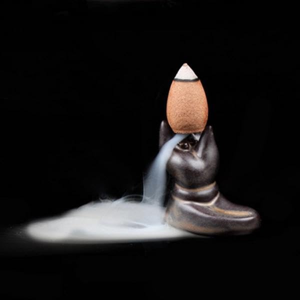 Quemador de incienso de cerámica Zen Buddies con efecto cascada para conos de sándalo 4