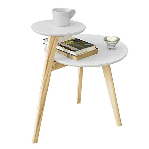 SoBuy® FBT53-WN Table Basse Design Table d'Appoint Ronde Table Café - 2 Plateaux - 3 Pieds