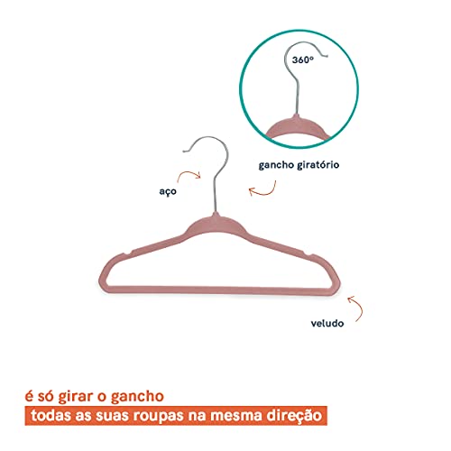 Conjunto Cabide Infantil de Veludo com Gancho 10pcs - Oikos