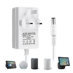 30W Power Adapter for Echo Show (8/10/15) Echo(3./4. Gen) Echo Show (2. Gen.) Echo Plus (2. Gen) 18V 1.67A Charger Power Adapter Cable with UK Plug Wire 2M power cable Compatible with Alexa (White)