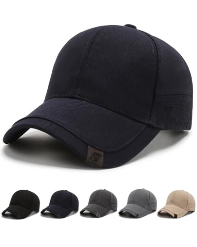 Image of Yutdeng Distressed Baseball Cap for Mens Trucker Cap Adjustable Snapback Hat Unisex Classic Plain Baseball Cap Breathable Summer Sun Hat Sports Cap Cotton,One Size,Navy