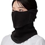 [YAKeNU UV CUT MASK] 秋冬用フェイスカバー ぽかぽかフリースヤケーヌ 暖かい紫外線対策マスク (スナップ, 906 ブラック)