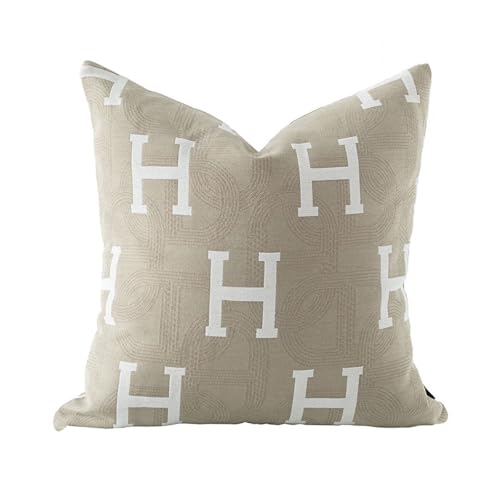 Croker Horse 18x18'' Inches Throw Pillow Cushion Cover - H Letter Embroidery Modern Fashion Style Couch Sofa Pillow Cover for Living Room Bedroom