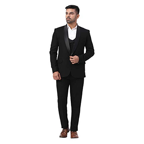 58% OFF Dhingra Men's Slim Fit Black Tuxedo 3‑Piece Suit – Best Price Deal