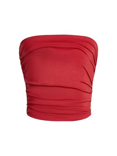 Image of Milumia Girl's 2 Pack Tube Top Ruched Strapless Sleeveless Bandeau Tops
