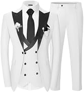 Wangyue Dark Grey Suit For Men 3 Piece Slim Fit Suits Double Breasted Suit Men Suits For Wedding Prom Dress Suit Party Dinner Suit Xl