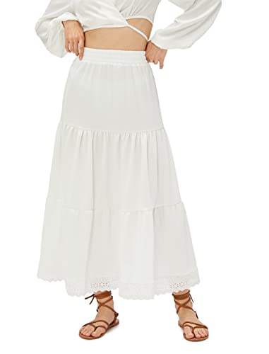 Jupe midi Koton taille élastique et broderie anglaise ultra légère