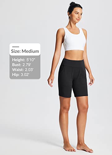 Baleaf Women's 8" Bermuda Shorts Cotton Casual Athletic Running Lounge Knee Length Long Sweat Shorts With Pocketsblack Xl #TOP4