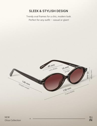 TIJN Olisa Retro Oval Sunglasses for Women Men,Polarized UV Protection Shades,Stylish Frame Sun Glasses,2025 Trendy Sunnies