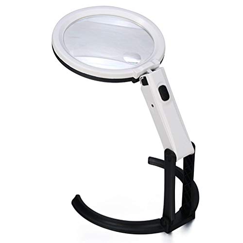 Lupa con luz LED, aumento 2X y 5X, Lupa de escritorio recargable de mano para lectura, manualidades y trabajos detallados