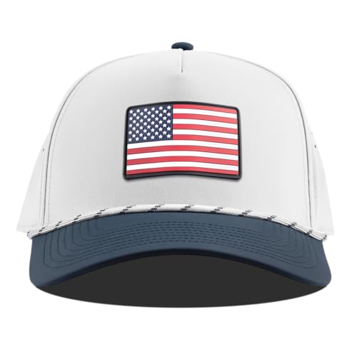 Image of Branded Bills Old Glory PVC Curved 5 Panel Rope USA Hat for Men, Baseball Cap, Adjustable Snapback